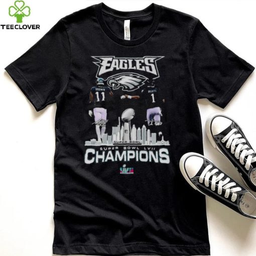 Philadelphia Eagles Brown And Hurts Signatures Super Bowl LVII Champions Shirt