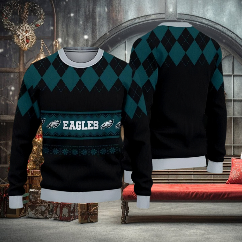 Philadelphia Eagles Christmas Caro Pattern Ugly Sweater For Men