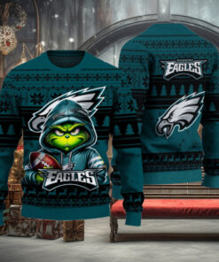 Philadelphia Eagles Christmas Grinch Knitted Sweater