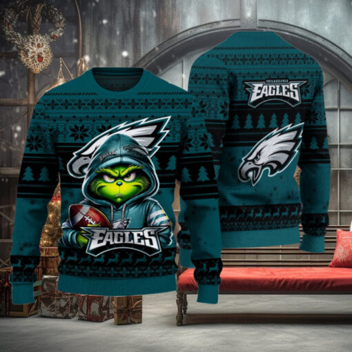 Philadelphia Eagles Christmas Grinch Knitted Sweater