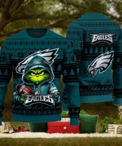 Philadelphia Eagles Christmas Grinch Knitted Sweater