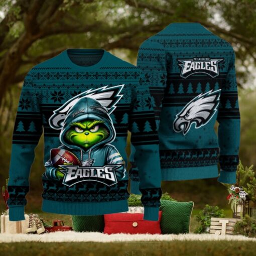 Philadelphia Eagles Christmas Grinch Knitted Sweater