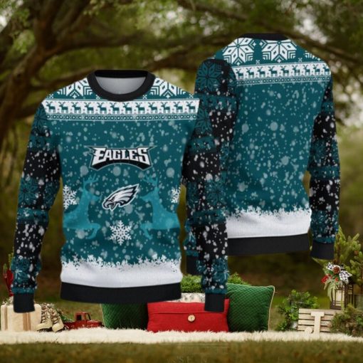 Philadelphia Eagles Christmas Reindeer All Over Print Angelic Knitted Sweater For Winter