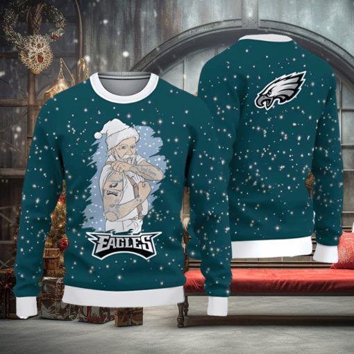 Philadelphia Eagles Christmas Santa Claus Tattoo Ugly Christmas Sweater