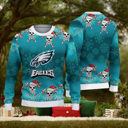 Philadelphia Eagles Christmas Skull 3D Rejoice Ugly Sweater