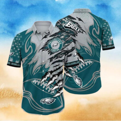 Philadelphia Eagles Claw Marks Gridiron Hawaiian Shirt