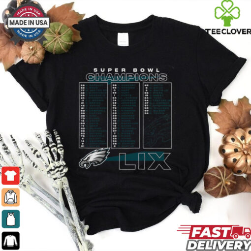 Philadelphia Eagles Fanatics Super Bowl LIX Champions Roster T Shirt