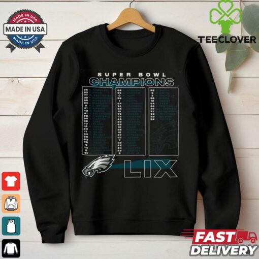 Philadelphia Eagles Fanatics Super Bowl LIX Champions Roster T Shirt