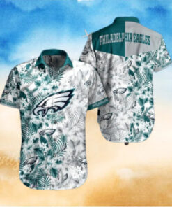 Philadelphia Eagles Floral Whiteout Hawaiian Shirt