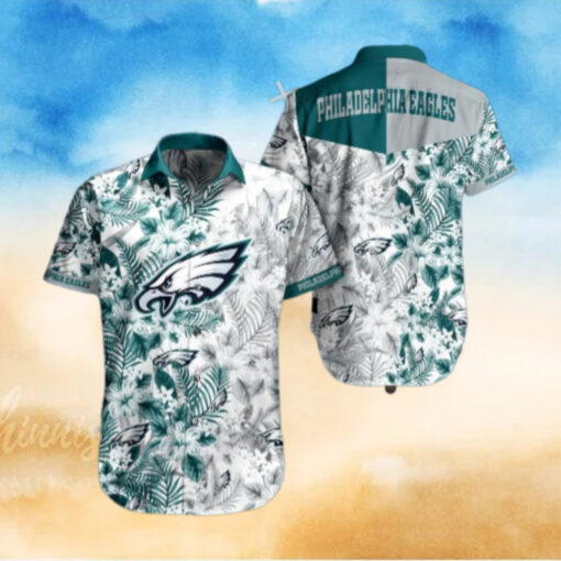 Philadelphia Eagles Floral Whiteout Hawaiian Shirt