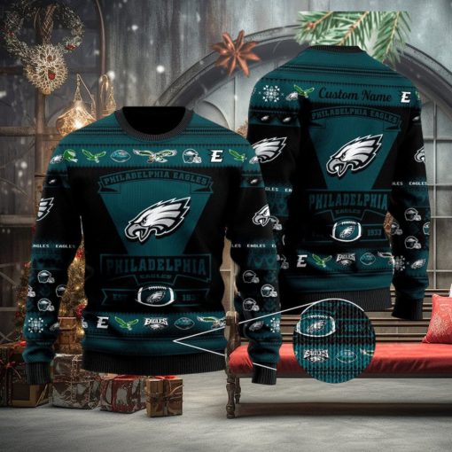 Philadelphia Eagles Football Team Logo Personalizeds Christmas Ugly Wool Knitted Sweater