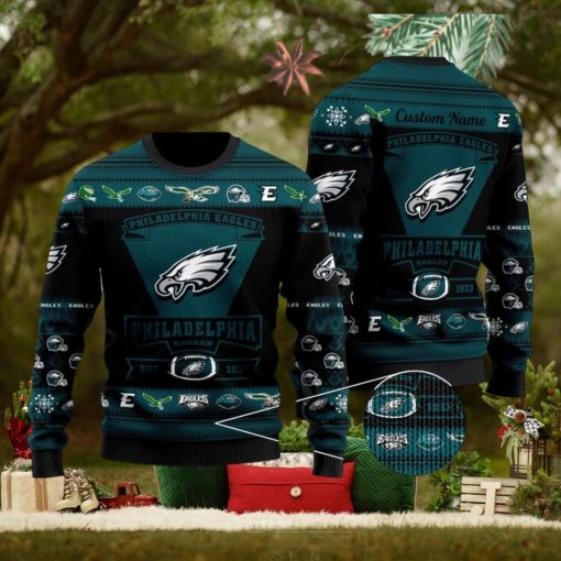 Philadelphia Eagles Football Team Logo Personalizeds Christmas Ugly Wool Knitted Sweater