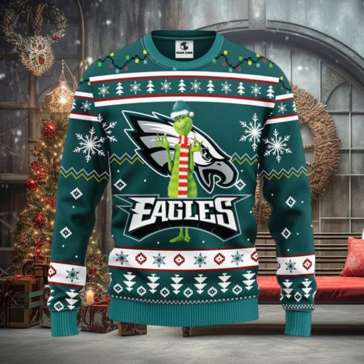 Philadelphia Eagles Funny Grinch Christmas Ugly Sweater