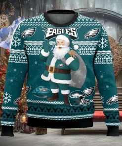Philadelphia Eagles Funny Santa Claus 3D Christmas Sweater Ugly Christmas Sweater Christmas Gift Ideas