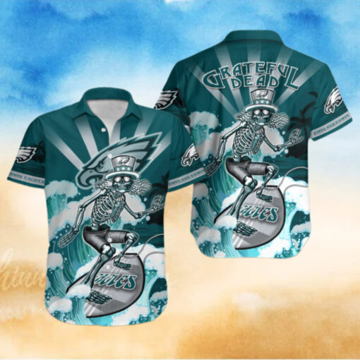 Philadelphia Eagles Grateful Dead Surfing Hawaiian Shirt
