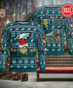 Philadelphia Eagles Grinch Santa Hat NFL Ugly Christmas Sweater