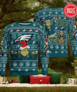 Philadelphia Eagles Grinch Santa Hat NFL Ugly Christmas Sweater