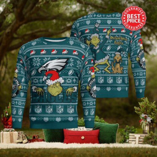 Philadelphia Eagles Grinch Santa Hat NFL Ugly Christmas Sweater