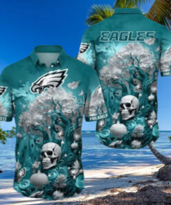 Philadelphia Eagles Halloween Skull Pumpkin Hawaiian Shirt