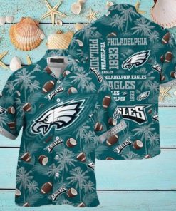 Philadelphia Eagles Hawaiian Shirt Coconut Tree Pattern Summer Vacation Gift