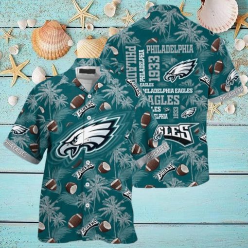 Philadelphia Eagles Hawaiian Shirt Coconut Tree Pattern Summer Vacation Gift