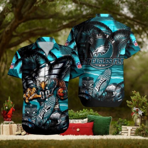 Philadelphia Eagles Hawaiian Shirt Palm Tree Eagles Football Aloha Beach Shirt
