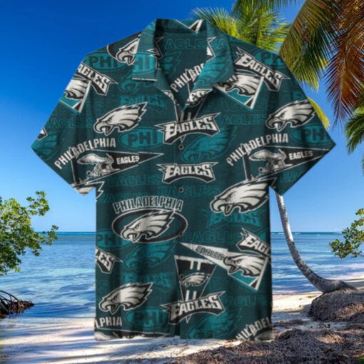 Philadelphia Eagles Heritage Collage Hawaiian Shirt