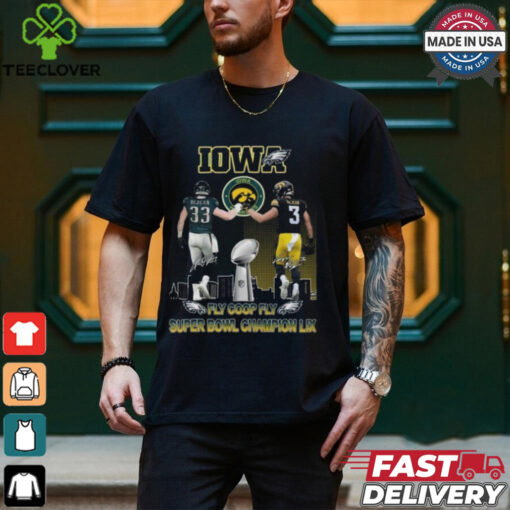 Philadelphia Eagles Iowa Hawkeyes DeJean Fly Coop Fly Super Bowl Champions LIX T Shirt