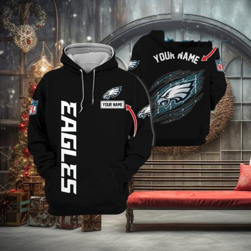 Philadelphia Eagles Logo Team Custom Name Hoodie