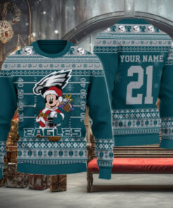 Philadelphia Eagles Mickey Mouse Santa Ugly Christmas Sweater