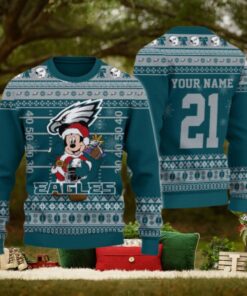 Philadelphia Eagles Mickey Mouse Santa Ugly Christmas Sweater