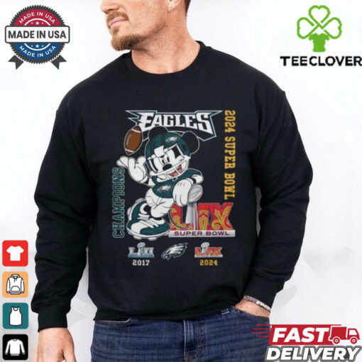 Philadelphia Eagles Mickey Mouse Super Bowl LIX Champions T Shirt