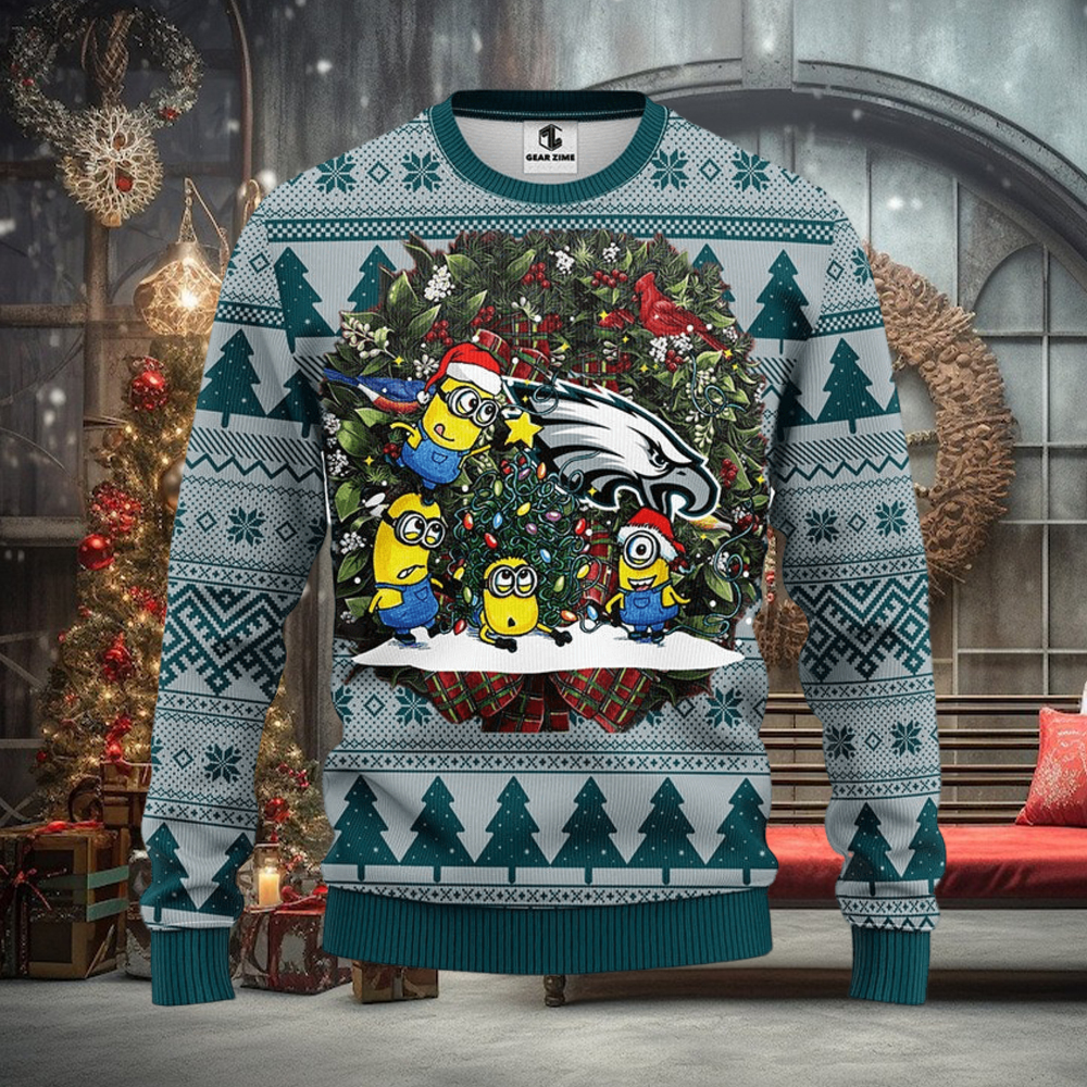 Philadelphia Eagles Minion Christmas Ugly Sweater Philadelphia Eagles Minion Christmas Ugly Sweater