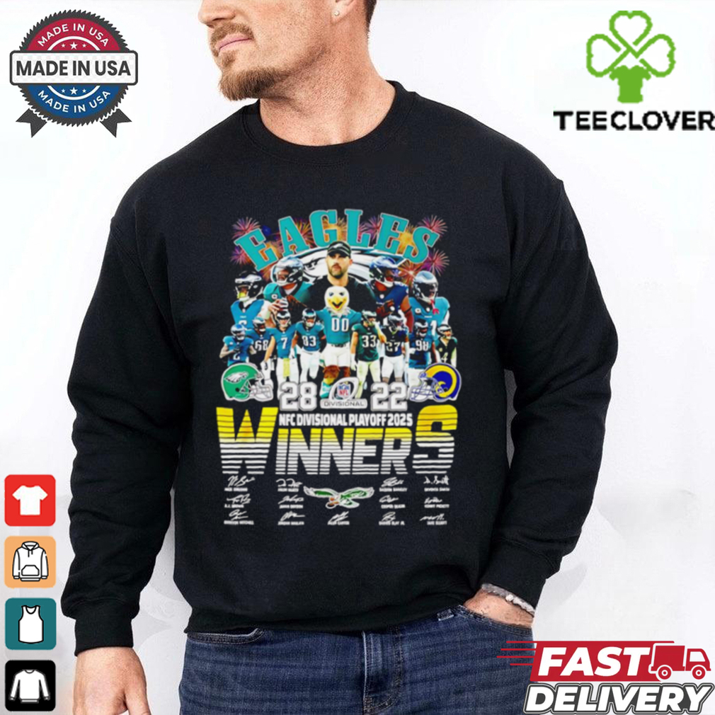 Philadelphia Eagles NFC Divisional Playoff 2025 Winners signatures shirt Philadelphia Eagles NFC Divisional Playoff 2025 Winners signatures shirt