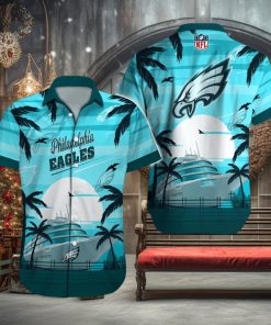 Philadelphia Eagles NFL Big Ship And Ocean Aloha Short Sleeve Hawaiian Shirt