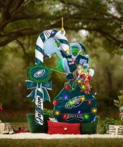 Philadelphia Eagles NFL Custom Name Grinch Candy Cane 2 Side Christmas Ornament