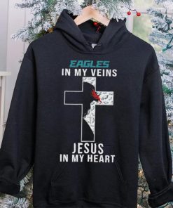 Philadelphia Eagles NFL In My Veins Jesus In My Heart Cross 2024 T Shirt