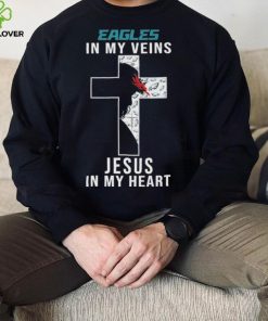 Philadelphia Eagles NFL In My Veins Jesus In My Heart Cross 2024 T Shirt