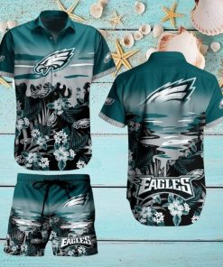 Philadelphia Eagles NFL SAS Tropical Pattern Beach Hawaiian Shirt And Short For Best Fans New Trends For This Summer Beach