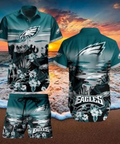 Philadelphia Eagles NFL SAS Tropical Pattern Beach Hawaiian Shirt And Short For Best Fans New Trends For This Summer Beach