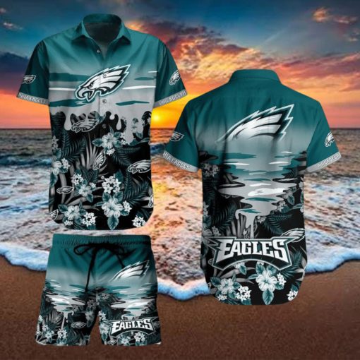 Philadelphia Eagles NFL SAS Tropical Pattern Beach Hawaiian Shirt And Short For Best Fans New Trends For This Summer Beach