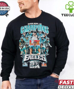 Philadelphia Eagles Philly Champions 2X Super Bowl LII Lix 2025 T shirt