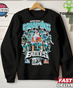 Philadelphia Eagles Philly Champions 2X Super Bowl LII Lix 2025 T shirt