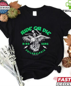 Philadelphia Eagles Philly Ride Or Die Bird Gang Skeleton Knife T shirts