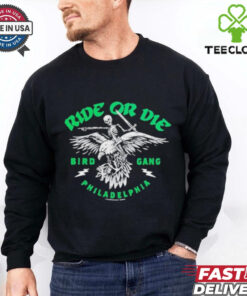 Philadelphia Eagles Philly Ride Or Die Bird Gang Skeleton Knife T shirts
