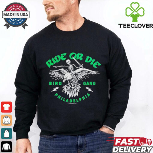 Philadelphia Eagles Philly Ride Or Die Bird Gang Skeleton Knife T shirts