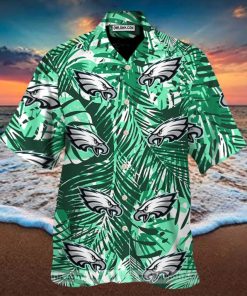 Philadelphia Eagles Retro Green Leaves Emerald Green Hawaiian Shirt