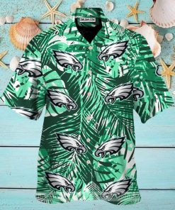 Philadelphia Eagles Retro Green Leaves Emerald Green Hawaiian Shirt