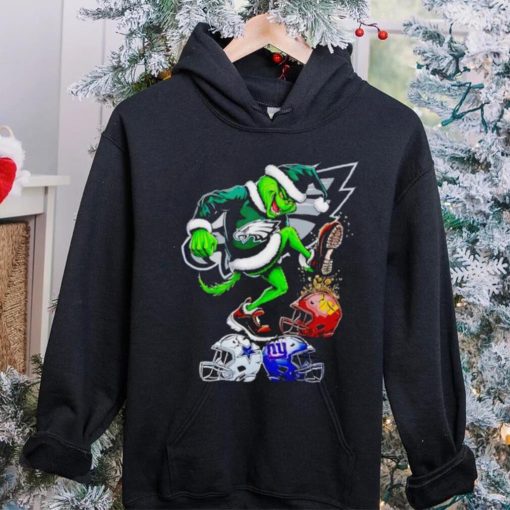 Philadelphia Eagles Santa Grinch stomp NFL helmets funny Christmas hoodie, sweater, longsleeve, shirt v-neck, t-shirt