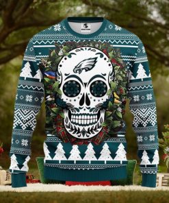 Philadelphia Eagles Skull Flower Ugly Christmas Ugly Sweater